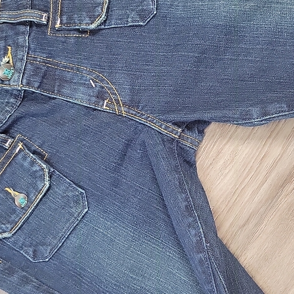 Levi's Denim Vintage Flare Dark Blue Jeans Retro Bellbottom Modern Fit Boho 8 M - Picture 4 of 11